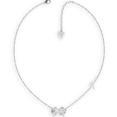 GUESS STEEL A-BOW YOU JUBN01322JWRHT/U Ασημένιο Κολιέ Με Φιόγκο