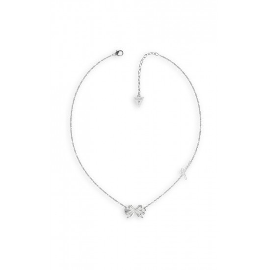 GUESS STEEL A-BOW YOU JUBN01322JWRHT/U Ασημένιο Κολιέ Με Φιόγκο