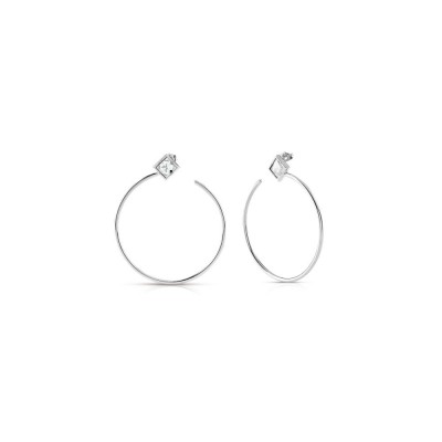 GUESS STEEL ELEGANCE JUBE01229JWRHT/U Ασημένια Σκουλαρίκια Μικροί Κρίκοι