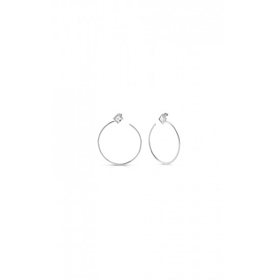 GUESS STEEL ELEGANCE JUBE01229JWRHT/U Ασημένια Σκουλαρίκια Μικροί Κρίκοι