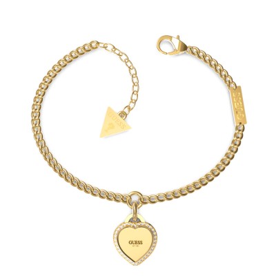 GUESS STEEL FINE HEART JUBB01422JWYGS Χρυσό Βραχιόλι Με Καρδιά