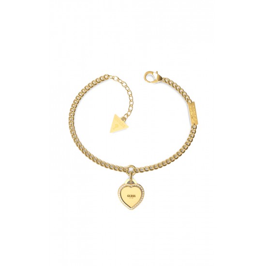GUESS STEEL FINE HEART JUBB01422JWYGS Χρυσό Βραχιόλι Με Καρδιά