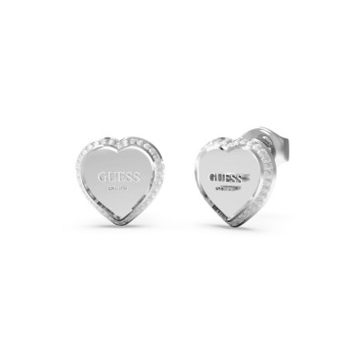 GUESS STEEL FINE HEART JUBE01427JWRHT/U Ασημένια Σκουλαρίκια Καρδιές