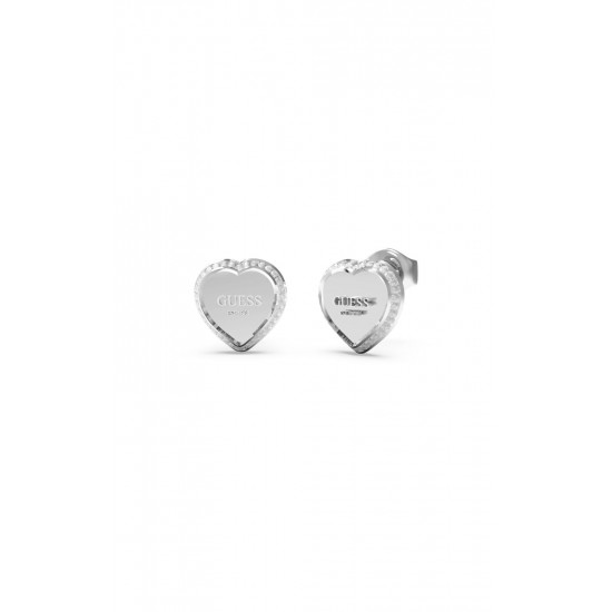 GUESS STEEL FINE HEART JUBE01427JWRHT/U Ασημένια Σκουλαρίκια Καρδιές