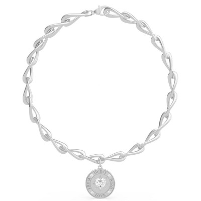 GUESS STEEL FROM GUESS WITH LOVE UBN70005 Ασημένιο Κολιέ Με Κρεμαστό