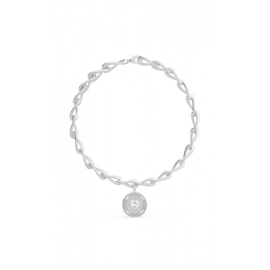 GUESS STEEL FROM GUESS WITH LOVE UBN70005 Ασημένιο Κολιέ Με Κρεμαστό