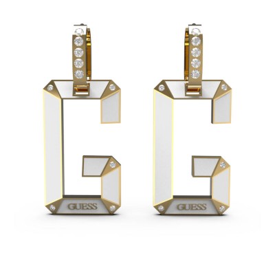 GUESS STEEL G-SHADES JUBE01469JWYGWHT/U Δίχρωμα Σκουλαρίκια Με G
