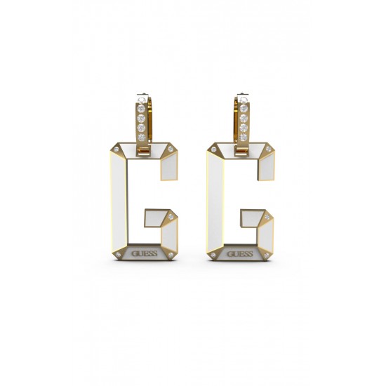 GUESS STEEL G-SHADES JUBE01469JWYGWHT/U Δίχρωμα Σκουλαρίκια Με G