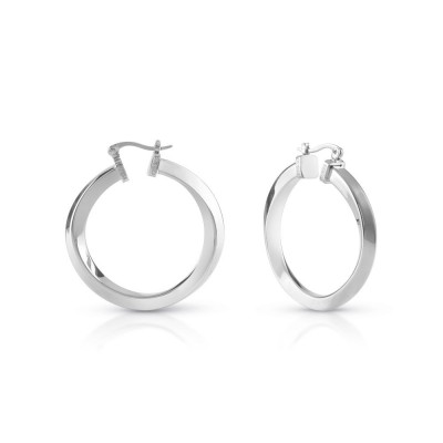 GUESS STEEL HOOPS DON'T LIE JUBE01484JWRHT/U Ασημένια Σκουλαρίκια Κρίκοι
