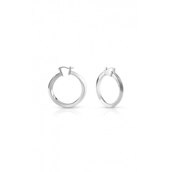 GUESS STEEL HOOPS DONT LIE JUBE01484JWRHT/U Ασημένια Σκουλαρίκια Κρίκοι
