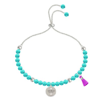 GUESS STEEL NATURE GIRL UBB79132-S Ασημένιο Βραχιόλι Με Τιρκουάζ Πέτρες