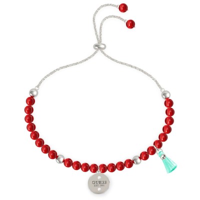 GUESS STEEL NATURE GIRL UBB79135-S Ασημένιο Βραχιόλι Με Κόκκινες Πέτρες