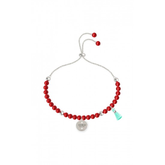 GUESS STEEL NATURE GIRL UBB79135-S Ασημένιο Βραχιόλι Με Κόκκινες Πέτρες