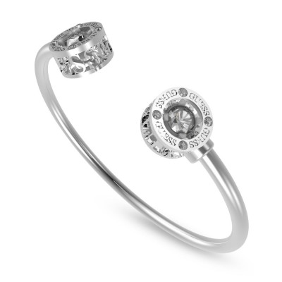 GUESS STEEL NEON LIGHTS JUBB01461JWRHS Ασημένιο Βραχιόλι Χειροπέδα Με Πέτρες