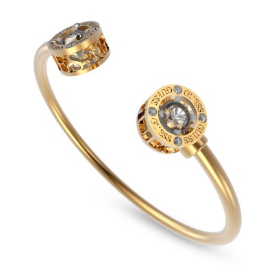 GUESS STEEL NEON LIGHTS JUBB01461JWYGS Χρυσό Βραχιόλι Χειροπέδα Με Πέτρες