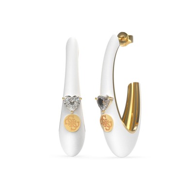 GUESS STEEL NEON LIGHTS JUBE01453JWYGWHT/U Δίχρωμα Σκουλαρίκια Κρίκοι