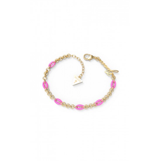 GUESS STEEL POP LINKS JUBB01415JWYGNPS Χρυσό Βραχιόλι Με Ροζ Κρίκους