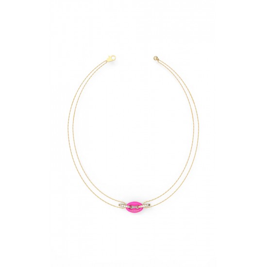 GUESS STEEL POP LINKS JUBN01411JWYGNPT/U Χρυσό Κολιέ Με Ροζ Κρίκο