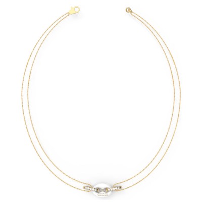 GUESS STEEL POP LINKS JUBN01411JWYGWHT/U Χρυσό Κολιέ Με Άσπρο Κρίκο