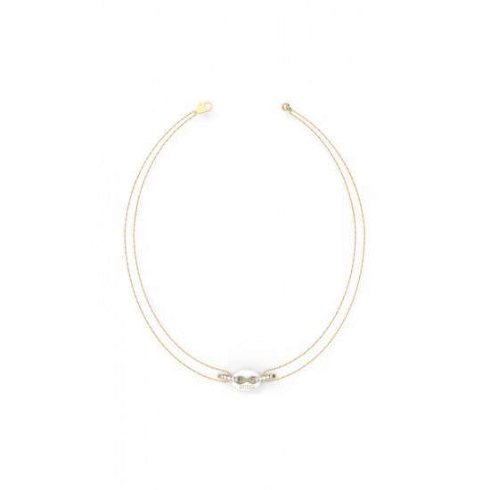 GUESS STEEL POP LINKS JUBN01411JWYGWHT/U Χρυσό Κολιέ Με Άσπρο Κρίκο