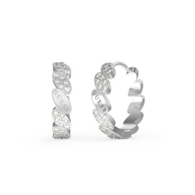 GUESS STEEL RE-LEAF JUBE01333JWRHT/U Ασημένια Σκουλαρίκια Κρίκοι Με Πέτρες