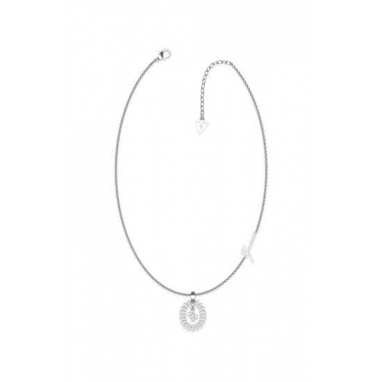 GUESS STEEL RE-LEAF JUBN01331JWRHT/U Ασημένιο Κολιέ Με Σχέδιο