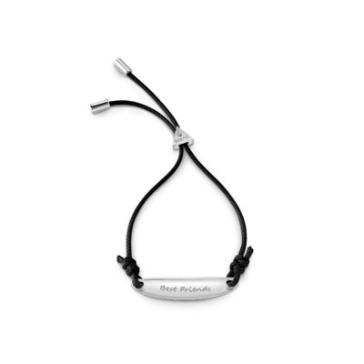 GUESS STEEL SEA BREEZE UBB85045-L Ασημένιο Βραχιόλι Με Μαύρο Κορδόνι