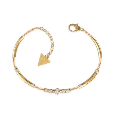 GUESS STEEL SUNBURST JUBB01407JWYGS Χρυσό Βραχιόλι Με Πέτρες