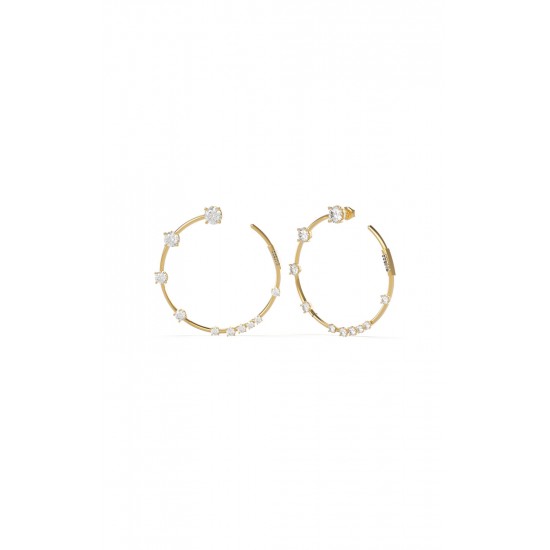 GUESS STEEL SUNBURST JUBE01404JWYGT/U Χρυσά Σκουλαρίκια Κρίκοι Με Πέτρες