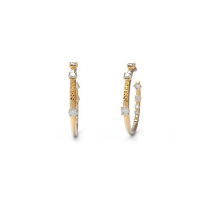 GUESS STEEL SUNBURST JUBE01405JWYGT/U Χρυσά Σκουλαρίκια Κρίκοι Με Πέτρες