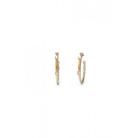 GUESS STEEL SUNBURST JUBE01405JWYGT/U Χρυσά Σκουλαρίκια Κρίκοι Με Πέτρες