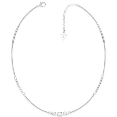 GUESS STEEL SUNBURST JUBN01399JWRHT/U Ασημένιο Κολιέ Με Πέτρες