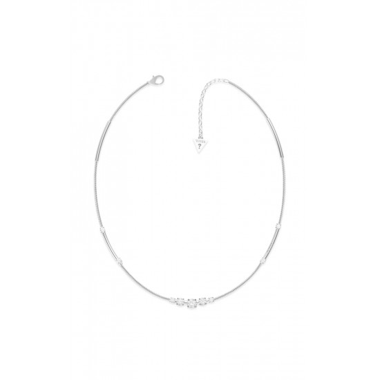 GUESS STEEL SUNBURST JUBN01399JWRHT/U Ασημένιο Κολιέ Με Πέτρες