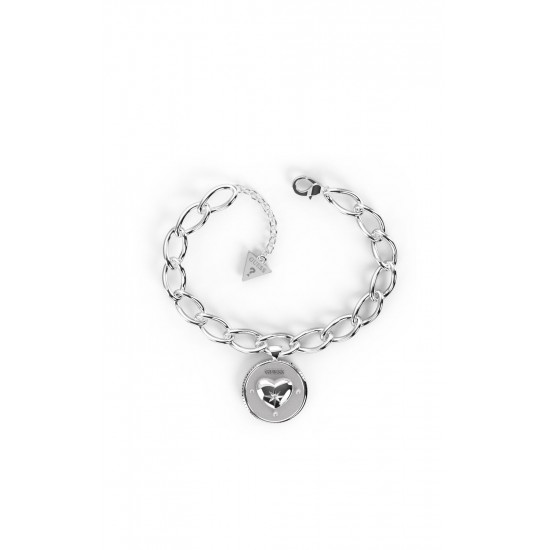 GUESS STEEL TALISMANIA JUBB01440JWRHS Ασημένιο Βραχιόλι Με Καρδιά