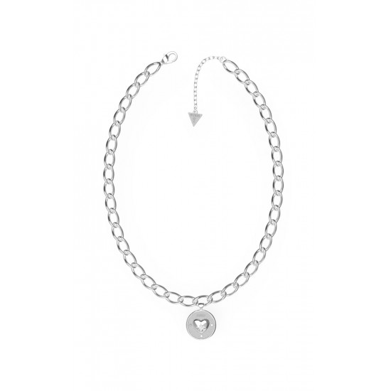 GUESS STEEL TALISMANIA JUBN01434JWRHT/U Ασημένιο Κολιέ Με Καρδιά
