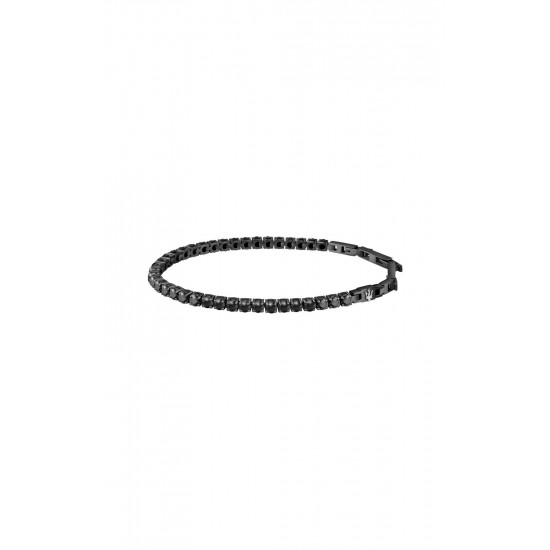 MASERATI ARM RING JM222AVC02 Μαύρο Ανδρικό Βραχιόλι Με Μαύρες Πέτρες