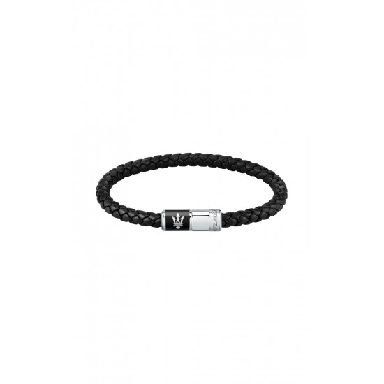 MASERATI ARM RING JM222AVE07 Μαύρο Δερμάτινο Βραχιόλι