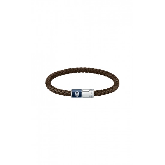 MASERATI ARM RING JM222AVE08 Καφέ Δερμάτινο Βραχιόλι